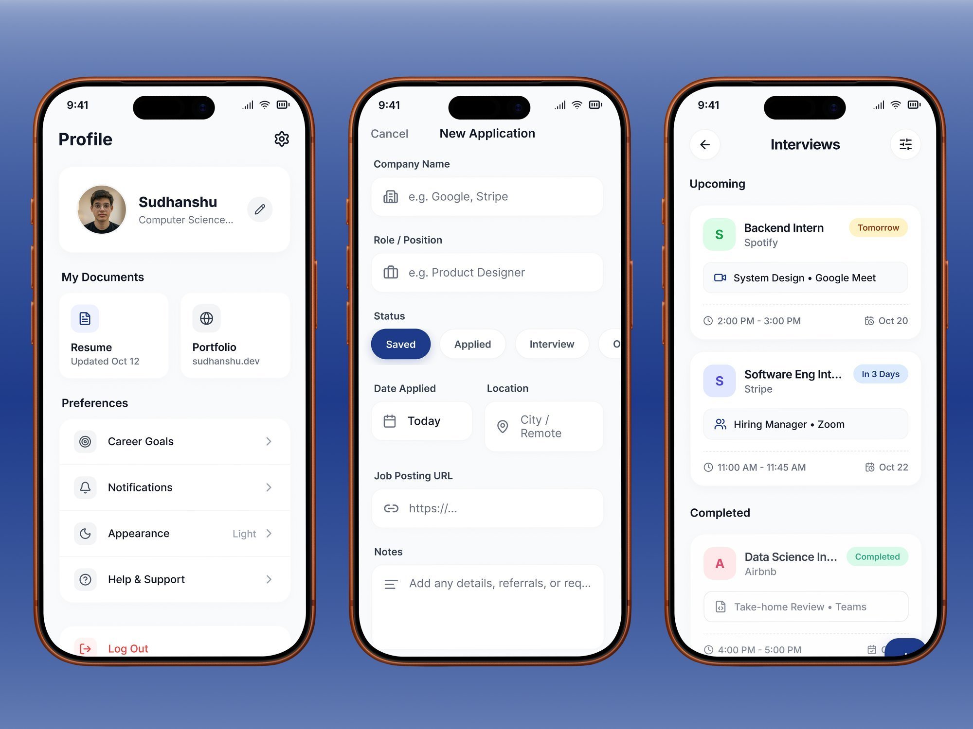 Tracktern App screen 2